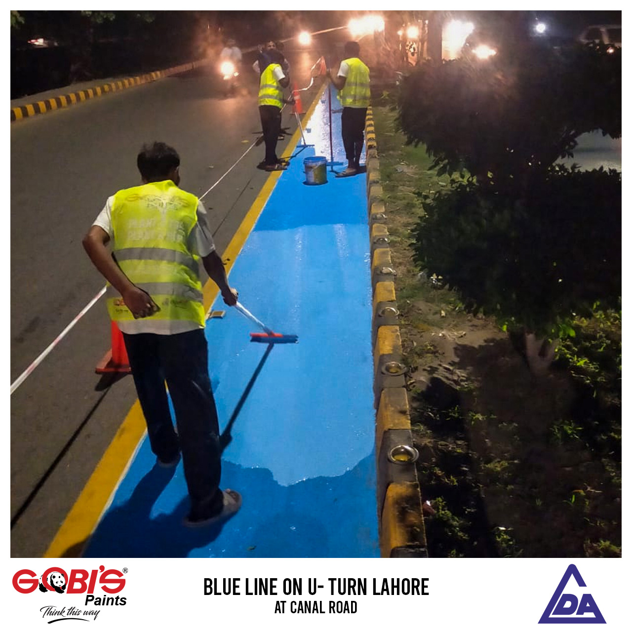 Blue Line on U- Turn Lahore at Canal Road